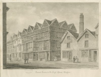 स्टैफोर्ड - प्राचीन "हाई हाउस": सीपिया ड्राइंग, 1841 द्वारा जॉन बकलर