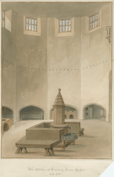 ससेक्स - काउड्रे हाउस - इंटीरियर ऑफ़ किचन, 1830 द्वारा जॉन बकलर
