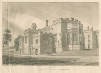 टिक्सल - टिक्सल हॉल में चैपल: सीपिया वॉश ड्राइंग, 1841 द्वारा जॉन बकलर