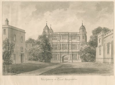 टिक्ल हॉल और गेटहाउस: सीपिया ड्राइंग, 1841 द्वारा जॉन बकलर