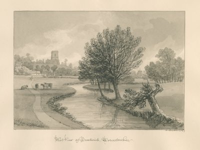 वॉस्टरशायर - द्रोइटविच - वेस्ट व्यू ऑफ़ टाउन: सीपिया ड्राइंग, 1833 द्वारा जॉन बकलर