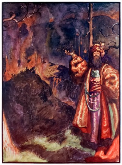 इस दुनिया से तीर्थयात्रियों की प्रगति, जो जॉन ब्यान (1628-1688) द्वारा आने वाली है, बयाम शॉ द्वारा चित्रण (1872-1919) डेमर्स तीर्थयात्रियों को चांदी की खान काम करने के लिए आमंत्रित करते हुए द्वारा जॉन बयम लिस्टन शॉ