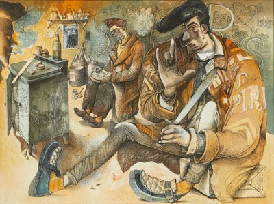स्लैब बॉयज़ (कलम और स्याही और जल रंग) द्वारा John Byrne