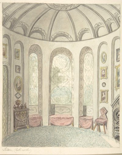 ली कैसल, वोरस्टरशायर, सैलून, लुकिंग नॉर्थ, सीए। 1816. द्वारा जॉन कार्टर।