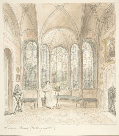 ली कैसल, वोरस्टरशायर, बोवर में देखें, उत्तर की ओर देख रहे हैं, सीए। 1816. द्वारा जॉन कार्टर।