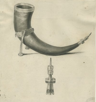 लिचफील्ड - ड्रिंकिंग हॉर्न: पेन और सीपिया ड्राइंग, एन डी [1748-1817] (ड्राइंग) द्वारा जॉन कार्टर