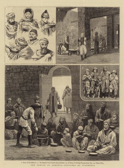 अर्मेनिया में अकाल, दीर्बकीर में रेखाचित्र द्वारा John Charles Dollman