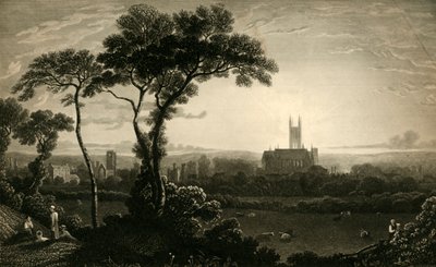 कैंटरबरी शहर का पूर्वी दृश्य, c1837। द्वारा जॉन चार्ल्स वर्राल