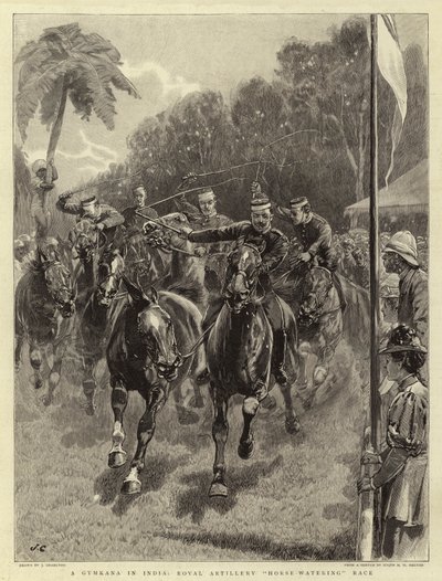 भारत में एक जिमकाना, रॉयल आर्टिलरी हॉर्स-वॉटरिंग रेस द्वारा जॉन चार्लटन