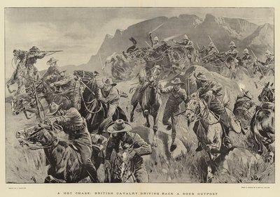 एक हॉट चेज़, ब्रिटिश कैवेलरी एक बोअर आउटपोस्ट वापस चला रहा है द्वारा John Charlton