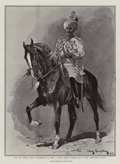 एचएच सर परताब सिंह, इदर के महाराज, एक महान भारतीय राजकुमार, राज्याभिषेक अतिथियों में से एक द्वारा जॉन चार्लटन