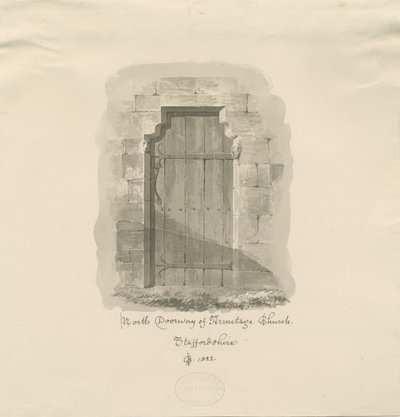 आर्मिटेज चर्च - नॉर्थ डोरवे: सीपिया ड्राइंग, 1823 द्वारा जॉन चेसेल बकलर