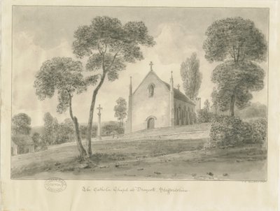 Cresswell - Draycott-in-the-Moors कैथोलिक चैपल: सीपिया ड्राइंग, 1841 द्वारा जॉन चेसेल बकलर