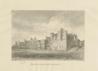 डडली कैसल - कोर्ट यार्ड: सीपिया ड्राइंग, 1820 द्वारा जॉन चेसेल बकलर