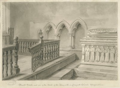 मॉयर्स चर्च में ड्रायकोट का इंटीरियर: सीपिया ड्राइंग, 1841 द्वारा जॉन चेसेल बकलर