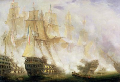 ट्राफलगर की लड़ाई, c.1841 (कैनवास पर तेल) द्वारा जॉन क्रिश्चियन स्कैचकी