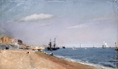 कोलियर्स के साथ ब्राइटन बीच, 1824 (कागज पर तेल) द्वारा John Constable