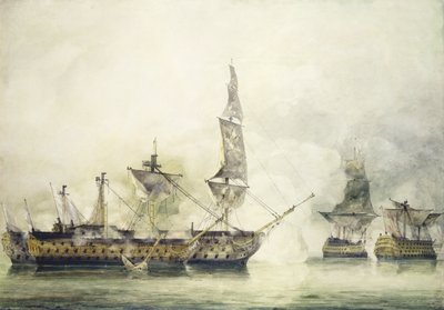 ट्राफलगर की लड़ाई में एचएमएस विजय, 1805, द्वारा जॉन कांस्टेबल