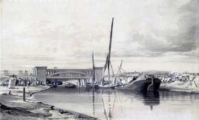 रीजेंट नहर पर पुल, अप्रैल 1837 (कागज पर कलम और स्याही और धो) द्वारा जॉन कुक बोर्न