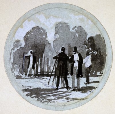 लेवलिंग, लंदन और बर्मिंघम रेलवे, c.1838 (कागज पर कलम और स्याही और धुलाई) द्वारा जॉन कुक बोर्न