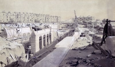 मॉर्निंगटन क्रिसेंट - निर्माणाधीन लाइन, सितंबर 1836 (कलम और स्याही और कागज पर धो) द्वारा जॉन कुक बोर्न