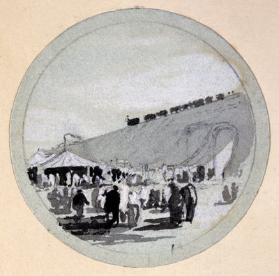 उद्घाटन, लंदन और बर्मिंघम रेलवे, c.1838 (कागज पर कलम और स्याही और धुलाई) द्वारा जॉन कुक बोर्न