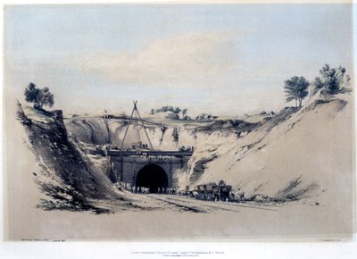 वाटफोर्ड टनल, हर्टफोर्डशायर, 6 जून 1837 (रंग लिथ) द्वारा जॉन कुक बोर्न