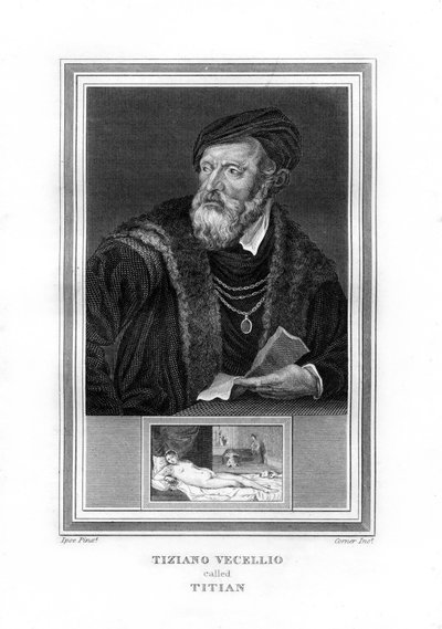 Tiziano Vecelli Titian, इतालवी उच्च पुनर्जागरण चित्रकार, 1825। द्वारा जॉन कॉर्नर