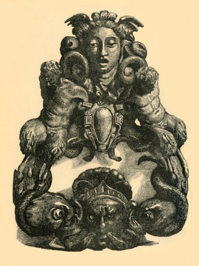 डॉल्फिन और व्यंग्य के साथ डोर नॉकर, 17 वीं शताब्दी की शुरुआत में, 1881। द्वारा जॉन एमम्स