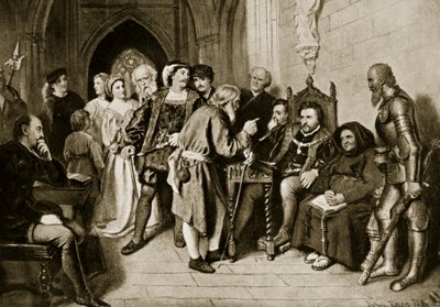 1513 में फ्लोड्डन की लड़ाई से पहले परिषद में जेम्स IV, &39;हचिन्सन की कहानी ब्रिटिश राष्ट्र की कहानी&39;, c.1923 द्वारा जॉन फ़ेड