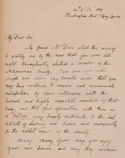 जॉन फ्लैक्समैन का एक पत्र, 24 दिसंबर 1819 1904 द्वारा जॉन फ्लैक्समैन