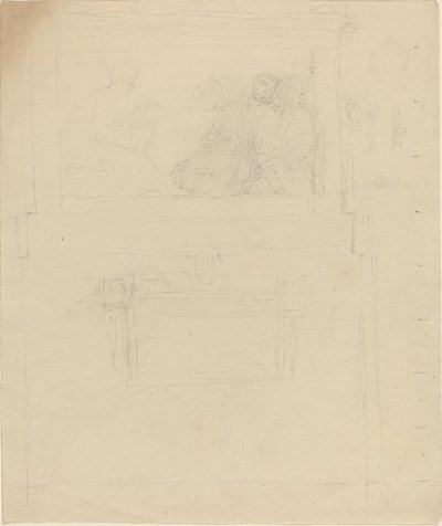 सर विलियम जोन्स (?) के स्मारक के लिए डिज़ाइन [रेक्टो और वर्सो] द्वारा जॉन फ्लैक्समैन
