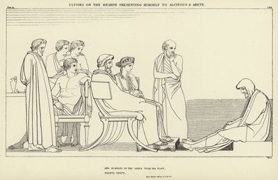 चूल्हे पर Ulysses खुद को Alcinous और Arete को पेश करते हैं द्वारा जॉन फ्लैक्समैन