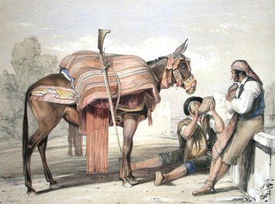 खच्चर के साथ यात्रा करने वाले किसान, अंडालूसिया द्वारा जॉन फ्रेडरिक (बाद) लुईस