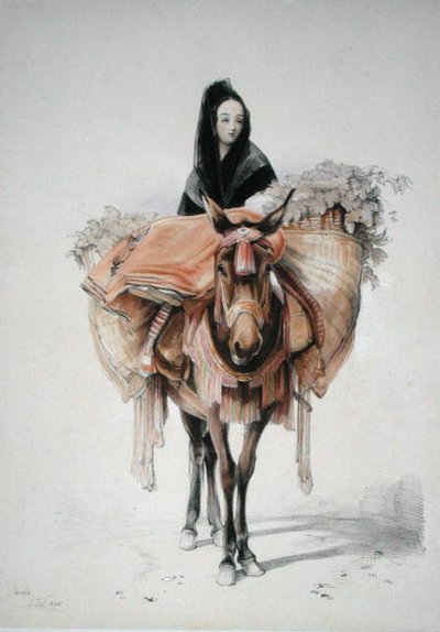 सेविले 1835, 'स्केच ऑफ स्पेन' से, चार्ल्स जोसेफ हुलमंडेल (1789-1850) द्वारा उकेरा गया, 1836 में प्रकाशित हुआ (कलर लिथो) द्वारा जॉन फ्रेडरिक (बाद) लुईस