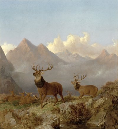 स्टैग्स एंड हिंड्स इन ए हाइलैंड लैंडस्केप, 1864 का विस्तार द्वारा जॉन फ्रेडरिक हेरिंग जूनियर