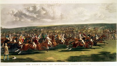 1844 के यादगार डर्बी की शुरुआत, चार्ल्स हंट द्वारा उकेरी गई (1803-77) द्वारा जॉन फ्रेडरिक हेरिंग सीनियर