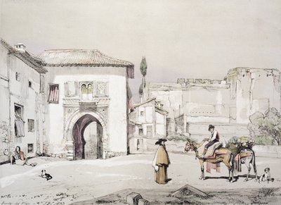 जेम्स डफ़िल्ड हार्डिंग (1798-1863), 1833 द्वारा उत्कीर्ण &39;स्केच एंड ड्रॉइंग ऑफ द अल्हैम्ब्रा&39; से वाइन (पुएर्टा डेल विनो) का गेट द्वारा जॉन फ्रेडरिक लुईस