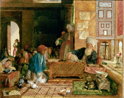एक स्कूल, काहिरा का इंटीरियर (22700 und 43799 भी देखें) द्वारा John Frederick Lewis