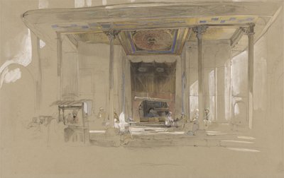 ग्रेट मस्जिद (उलुकामी) बरसा, तुर्की का मुख्य प्रवेश द्वार, c.1840 (wc पेपर पर ग्रेफाइट पर wc और बॉडीकोल) द्वारा जॉन फ्रेडरिक लुईस