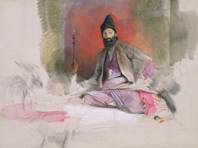 No.0738 तुर्की मैगनेट का अध्ययन, संभवतः हॉलिकू मिर्ज़ा, c.1840 (चाक, डब्ल्यूसी और गुची) द्वारा जॉन फ्रेडरिक लुईस