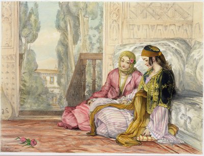 कलाकार द्वारा 1837 में उत्कीर्ण &39;कॉन्स्टेंटिनोपल के चित्र&39; से हरेम, प्लेट 1 द्वारा जॉन फ्रेडरिक लुईस