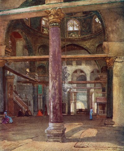 अल अक्सा की मस्जिद का आंतरिक भाग, दक्षिण पूर्व से (कलर लिथो) द्वारा जॉन फुललीवे