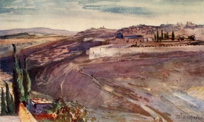 यरुशलम के पारम्परिक स्थल से येरुशलम, जहाँ 1902 में क्राइस्ट वेट ओवर द सिटी। द्वारा जॉन फुललीवे