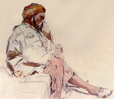 सीरियन किसान बैठा: इन प्रोफाइल, 1902। द्वारा जॉन फुललीवे