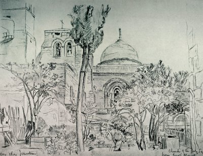 ग्रीक मठ के गार्डन से पवित्र सेपुलर का चर्च, 1902। द्वारा जॉन फुललीवे