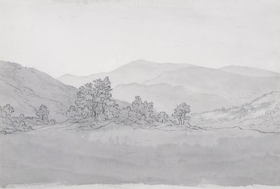 Llantysilio माउंटेन, वेल्स (कलम, स्याही और कागज पर धो) द्वारा जॉन ग्लोवर