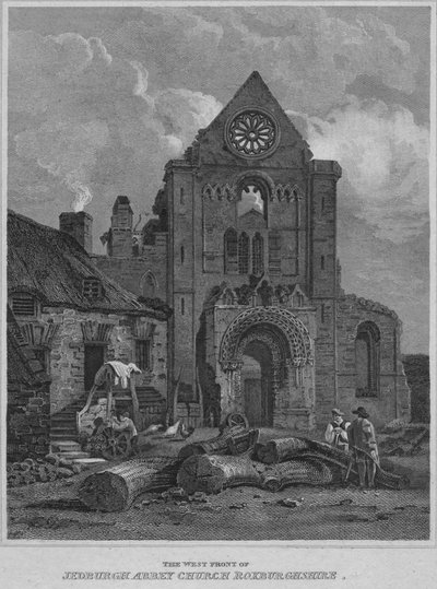 1814 का वेस्ट फ्रंट ऑफ़ जेबर्गबर्ग एबे चर्च रोक्सबर्गशायर द्वारा जॉन ग्रेग