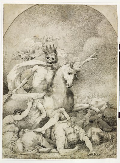 पेल हॉर्स पर मृत्यु, c.1775 (पेन पेपर पर कलम और काली स्याही) द्वारा जॉन हैमिल्टन मोर्टिमर