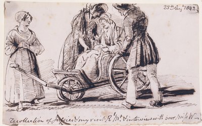 डोरोथी वर्ड्सवर्थ (1771-1855) व्हीलचेयर में, 1842 (कागज पर स्याही) द्वारा जॉन हार्डन